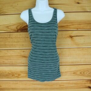 Liz Lange Maternity Tank Top Womens Size S Green Blue Striped Stretch Scoop Neck